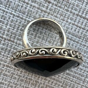 Brighton Black Onyx Ring 925 Silver Statement Ring Size 5